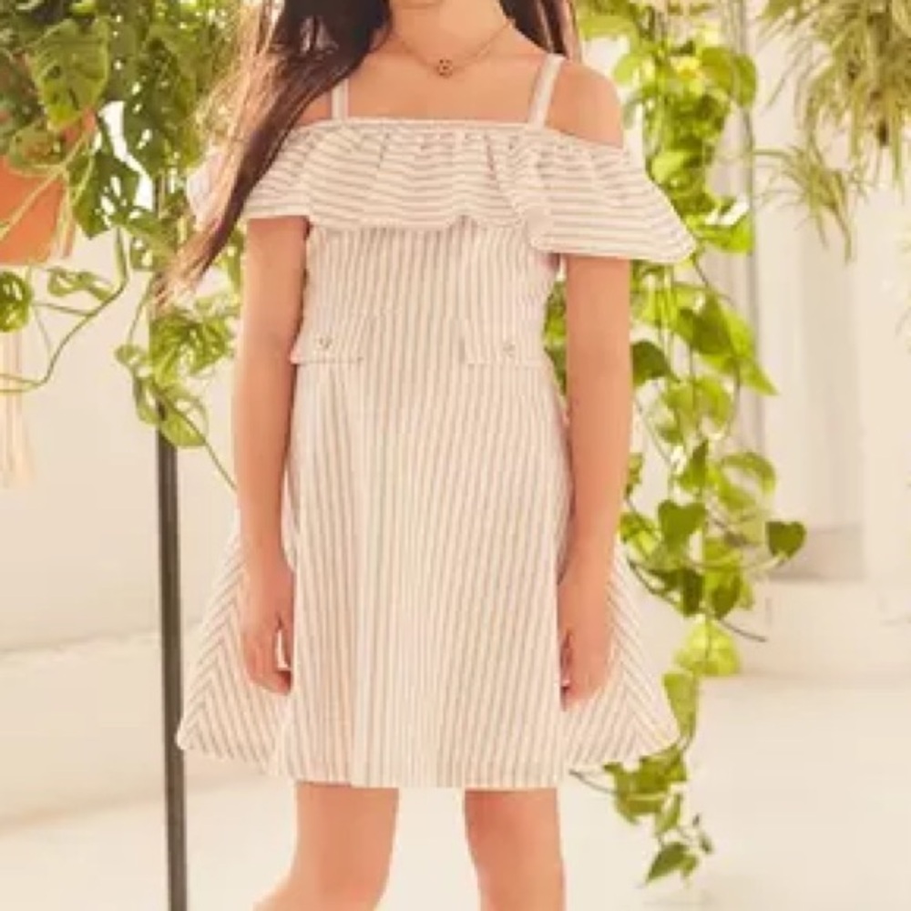 Janie and Jack Striped Cold Shoulder Dress